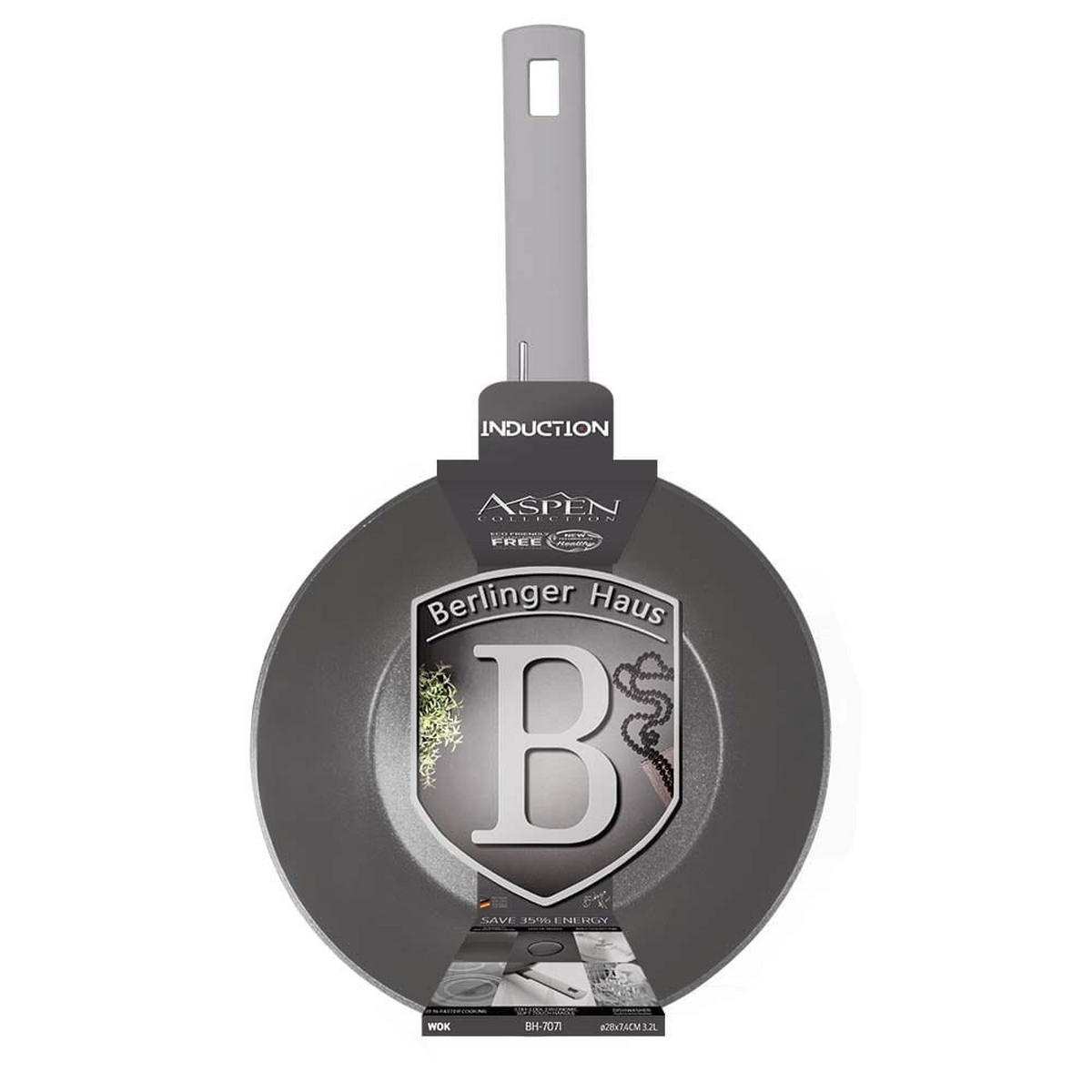 WOK Grau 28/28/7.4 cm BH7071 - Grau, Metall (28cm) - Berlinger Haus