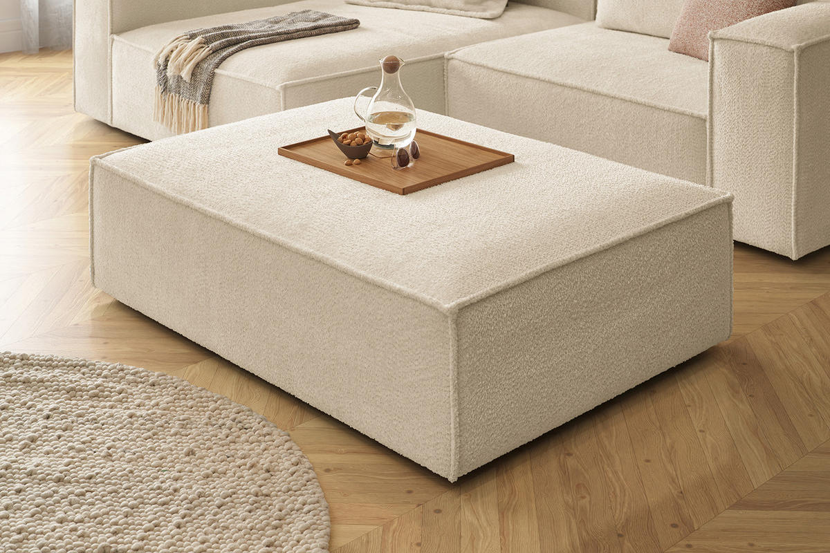 POLSTERHOCKER CARMO Beige Flachgewebe - Beige, Textil (145/43/100cm) - KAWOLA