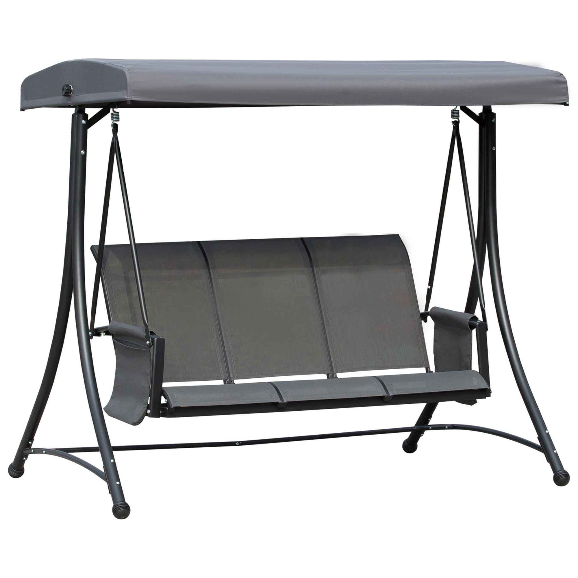 HOLLYWOODSCHAUKEL, mit Sonnendach, Ablage, Aluminium, Grau, 196 x 128 x 172 cm - Dunkelgrau, Metall (128/172/196cm) - Outsunny