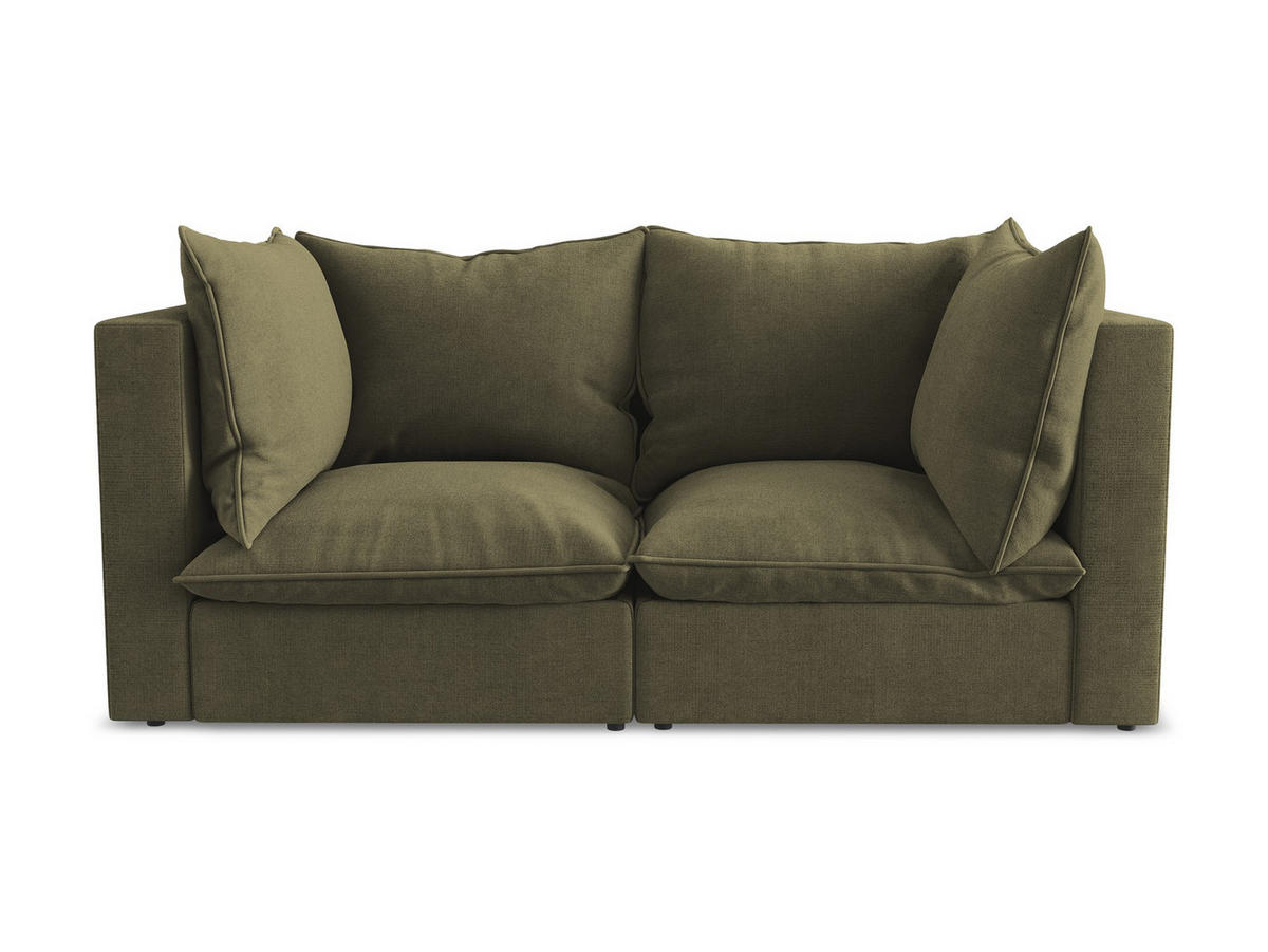 2-SITZER SOFA Strukturstoff Grün - Schwarz/Olivgrün, Holzwerkstoff/Kunststoff (180/77/90cm) - Makamii