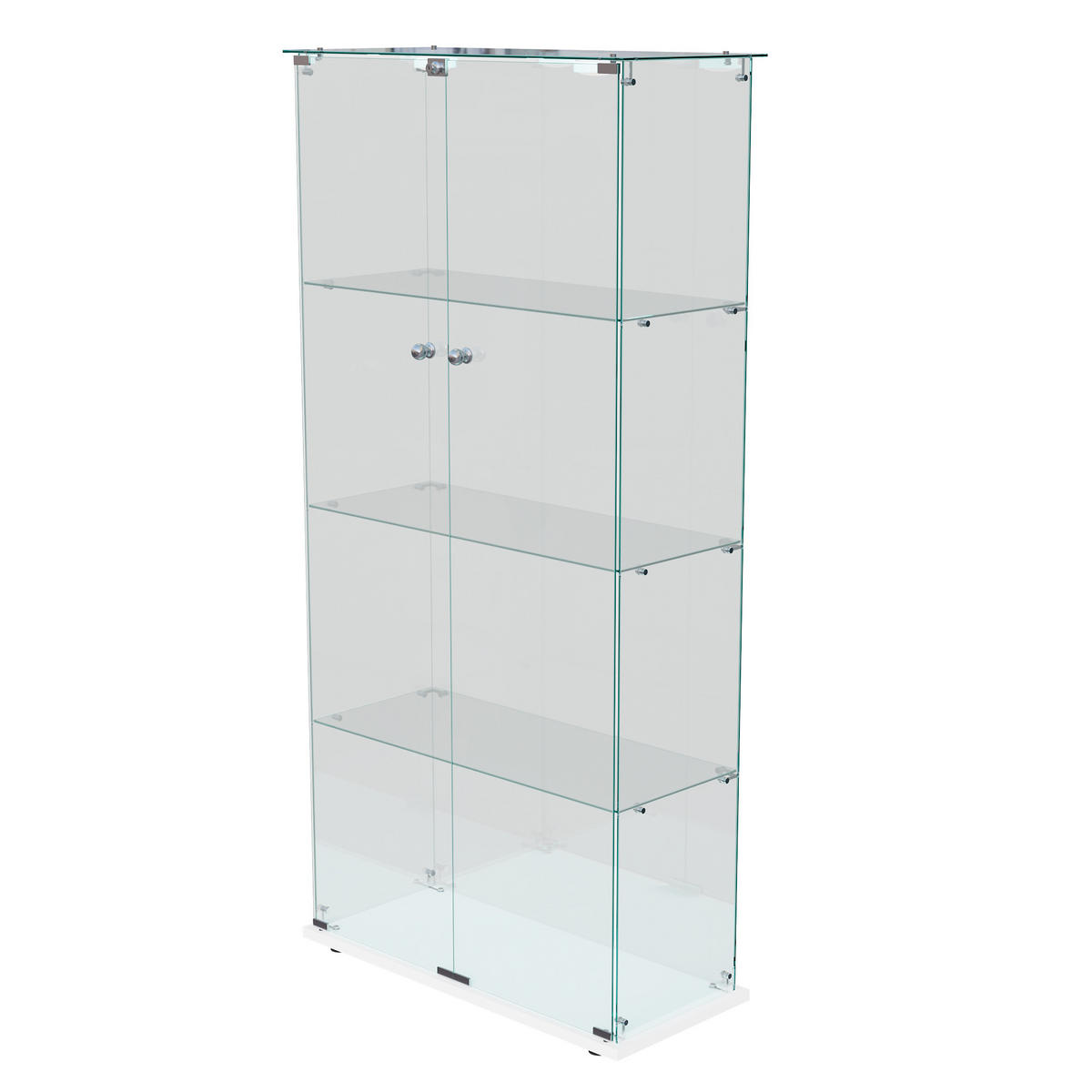 GLASVITRINE 163x78,5x35 cm 2 Türen LED Touch freistehend weiß - Weiß, Holz (78.5/163/35cm) - LEBENLANG