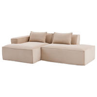 ECKSOFA Polyester Khaki mit Kissen - Hellbraun, Textil (235/129cm) - WISHDOR