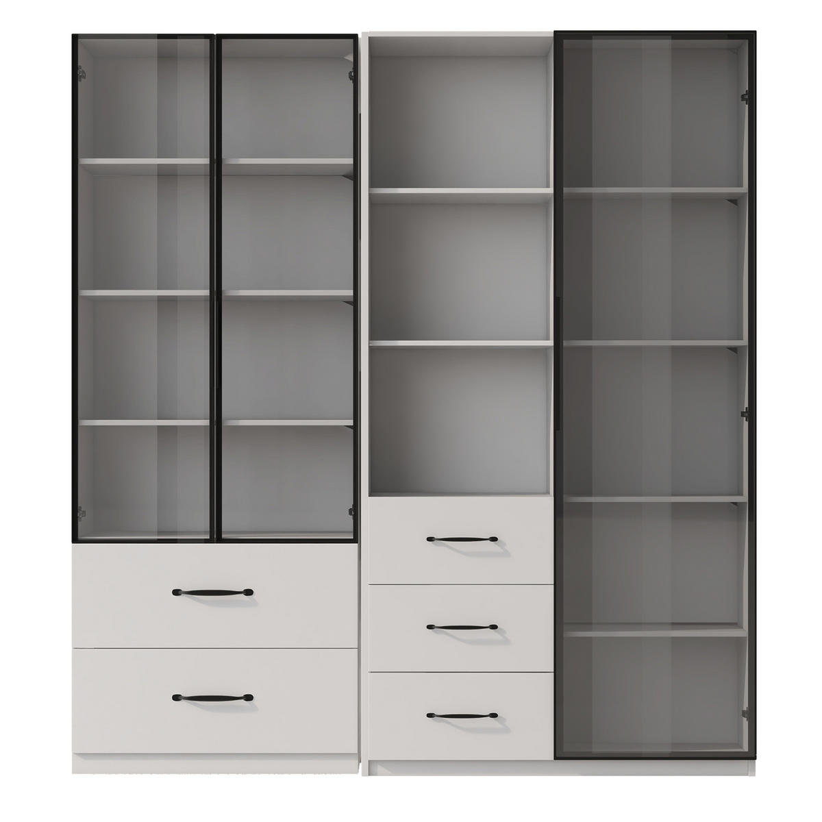 VITRINE 140/40/160 cm aus Spanplatte mit modularer Aufteilung und mehrfarbiger Beleuchtung Weiß - Weiß, Holzwerkstoff (140/160/40cm) - Modenvie