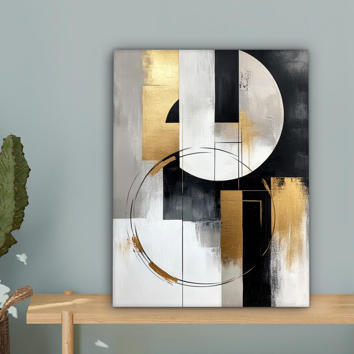 LEINWANDBILD - Abstrakt - Gold - Silber - Formen - Ästhetik - 30x40 - Bilder - Multicolor, Textil (30/40cm) - MuchoWow