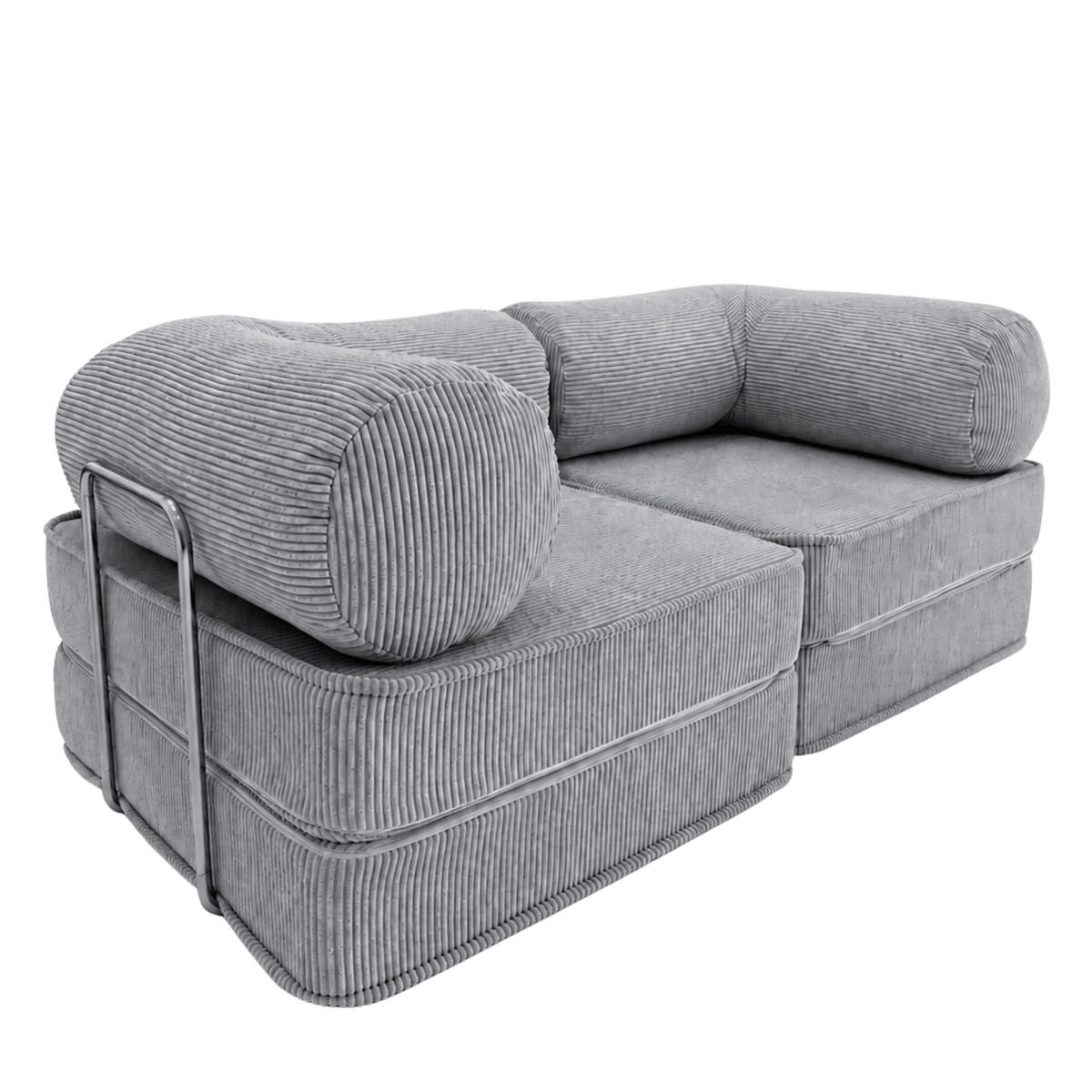 SOFA SURB Duo 100 Schlafsofa 2-Sitzer Grau 200/100 cm - Chromfarben/Grau, Textil/Metall (200/70/100cm) - SURB