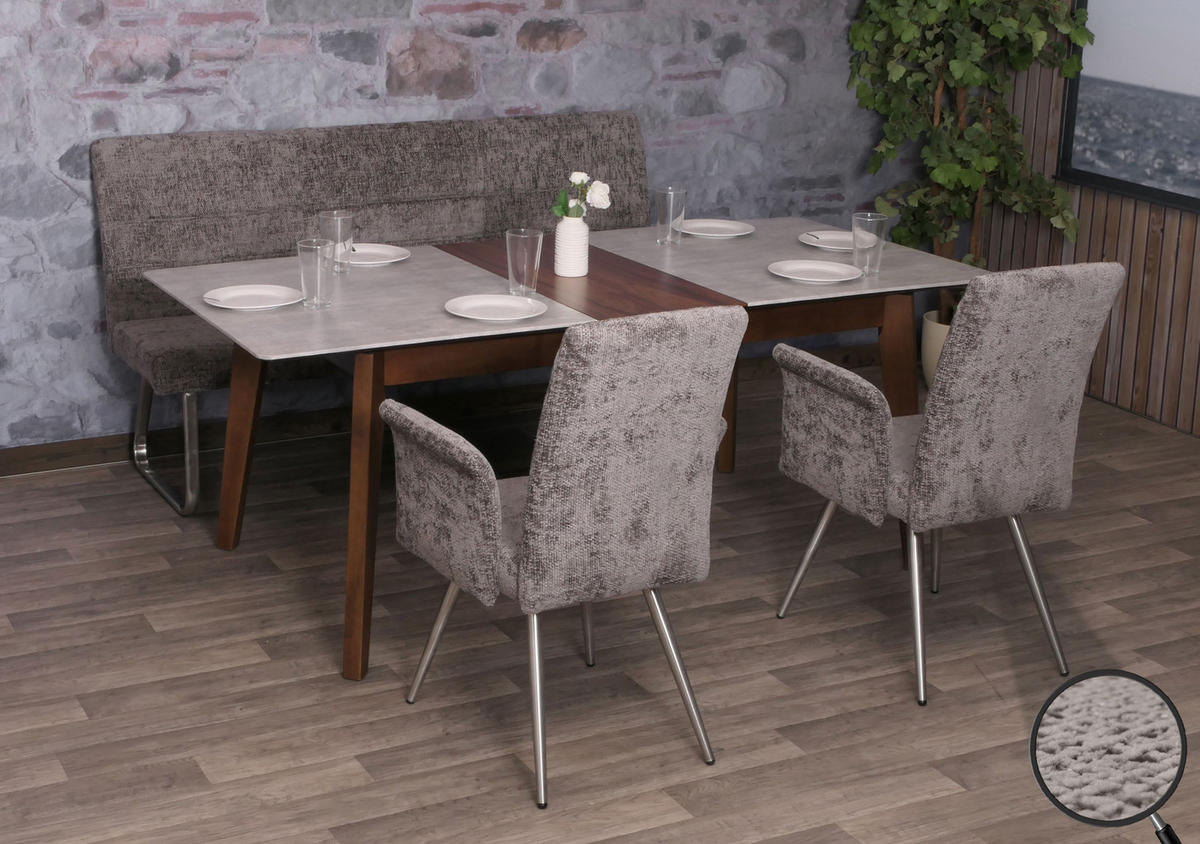 ESSZIMMER-SET Grau 3er-Set - Grau, Textil (180/99/65cm) - MCW