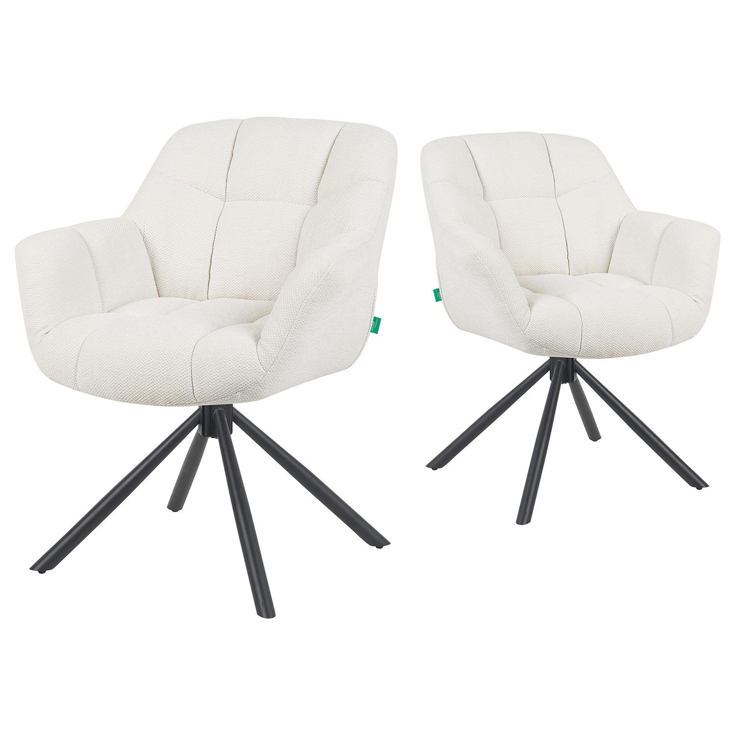 DREHSTUHL Mika-Luka 2er-Set - Creme/Schwarz, Textil/Metall (65/81/66cm) - DUBI Möbel