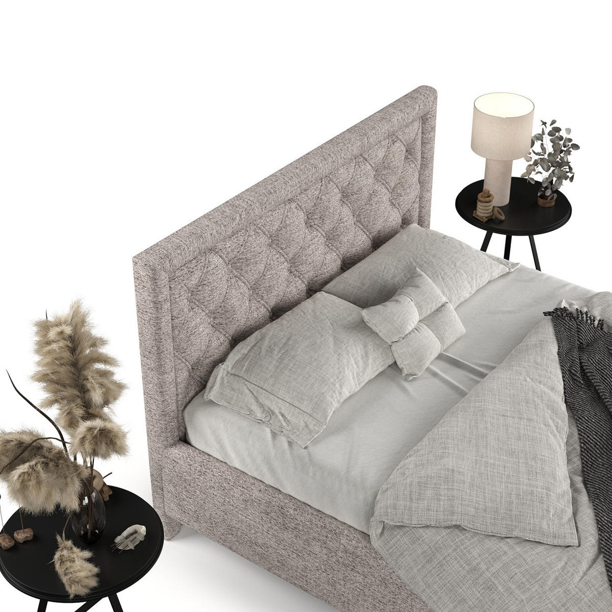 POLSTERBETT Lido 120/200 cm Beige im Neve Stoff - Beige/Naturfarben, Holz/Holzwerkstoff (120/200cm) - AltaBeds