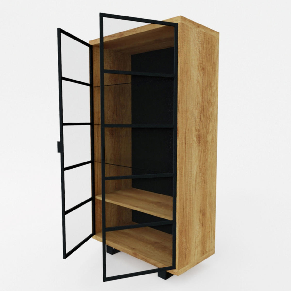 VITRINE mit Regalböden und Glastüren DELIO II - Eichefarben, Holz (100/180/45cm) - Rawood Furniture