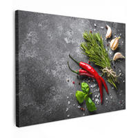 LEINWANDBILD Pfeffer - Kräuter - Gewürze - Beton Wandbilder 80x60 cm - Dunkelgrau, Textil (80/60cm) - MuchoWow