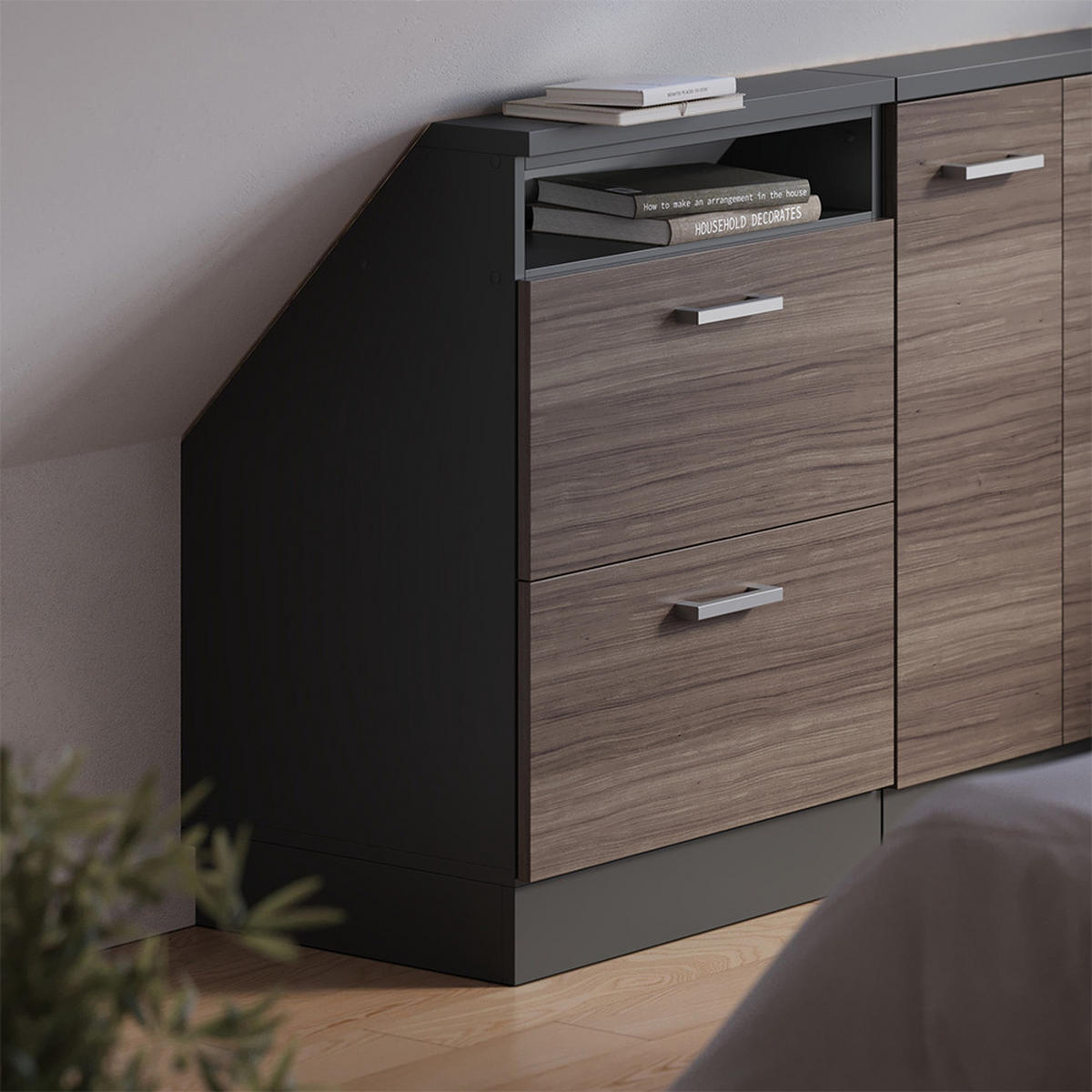 ŠIKMÁ SKŘÍŇ Rion Ušlechtilá šedá/antracitová - šedá, kompozitní dřevo (60/81.6/46cm) - Vicco