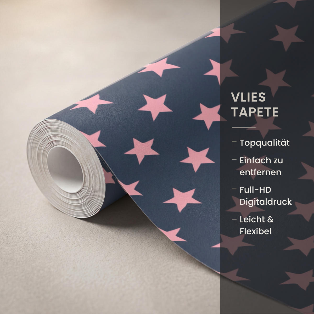 KINDERTAPETE - Muster - Sterne - Rosa - 220x300 cm - Anthrazit, Papier (220/300cm) - OnlyWow