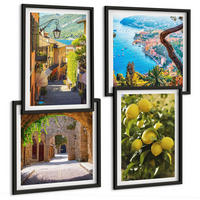 BILDER SET 4er Set - 50x50 cm & 40x60 cm Schwarzer Rahmen - Straßen am Meer, ein Meer aus Zitronen - Schwarz, Kunststoff (50/50cm) - TULUP