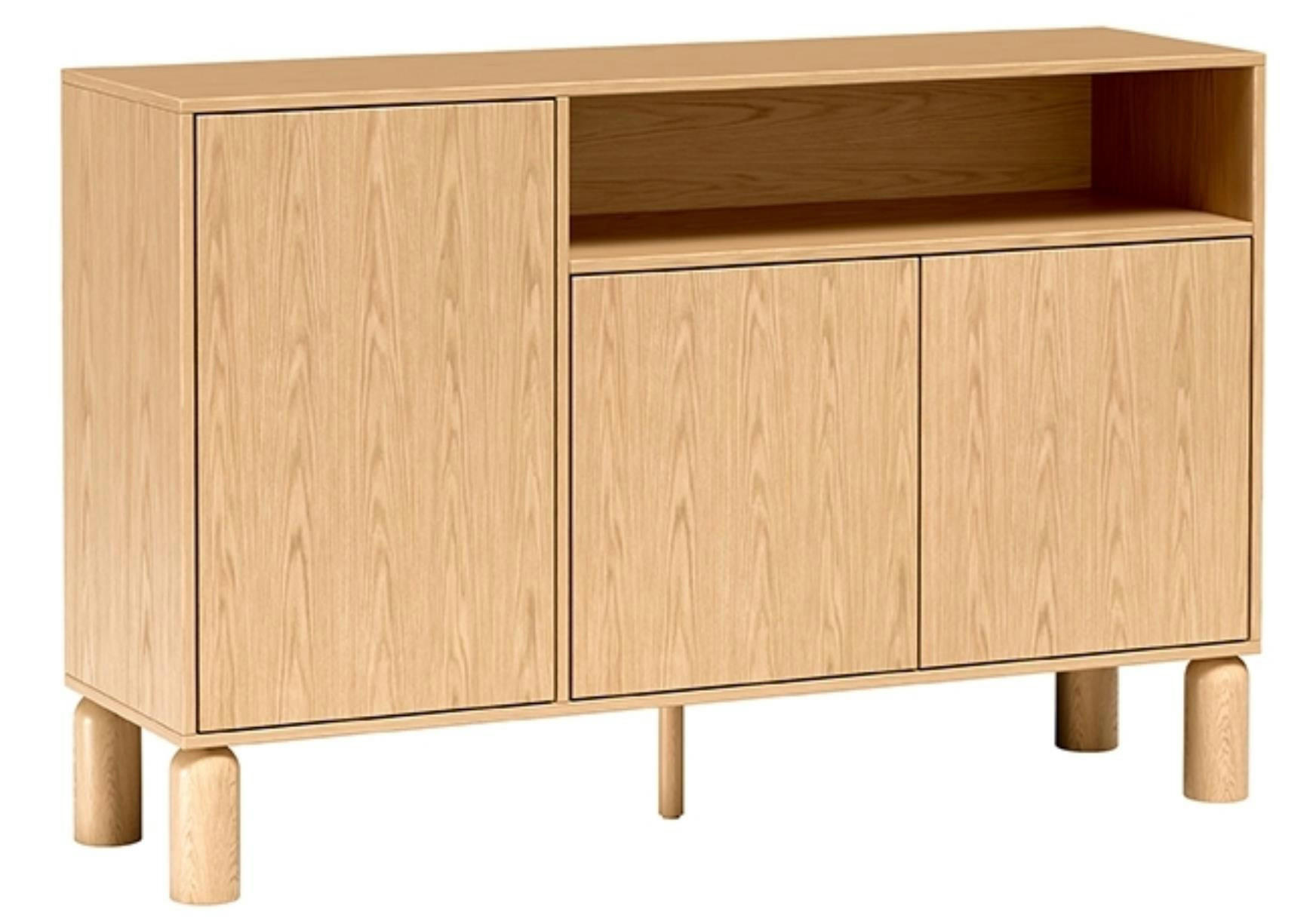 KOMMODE Sanden Eiche, dreitürige Sideboard - Eichefarben, Holzwerkstoff (140/92/41cm) - Bettso