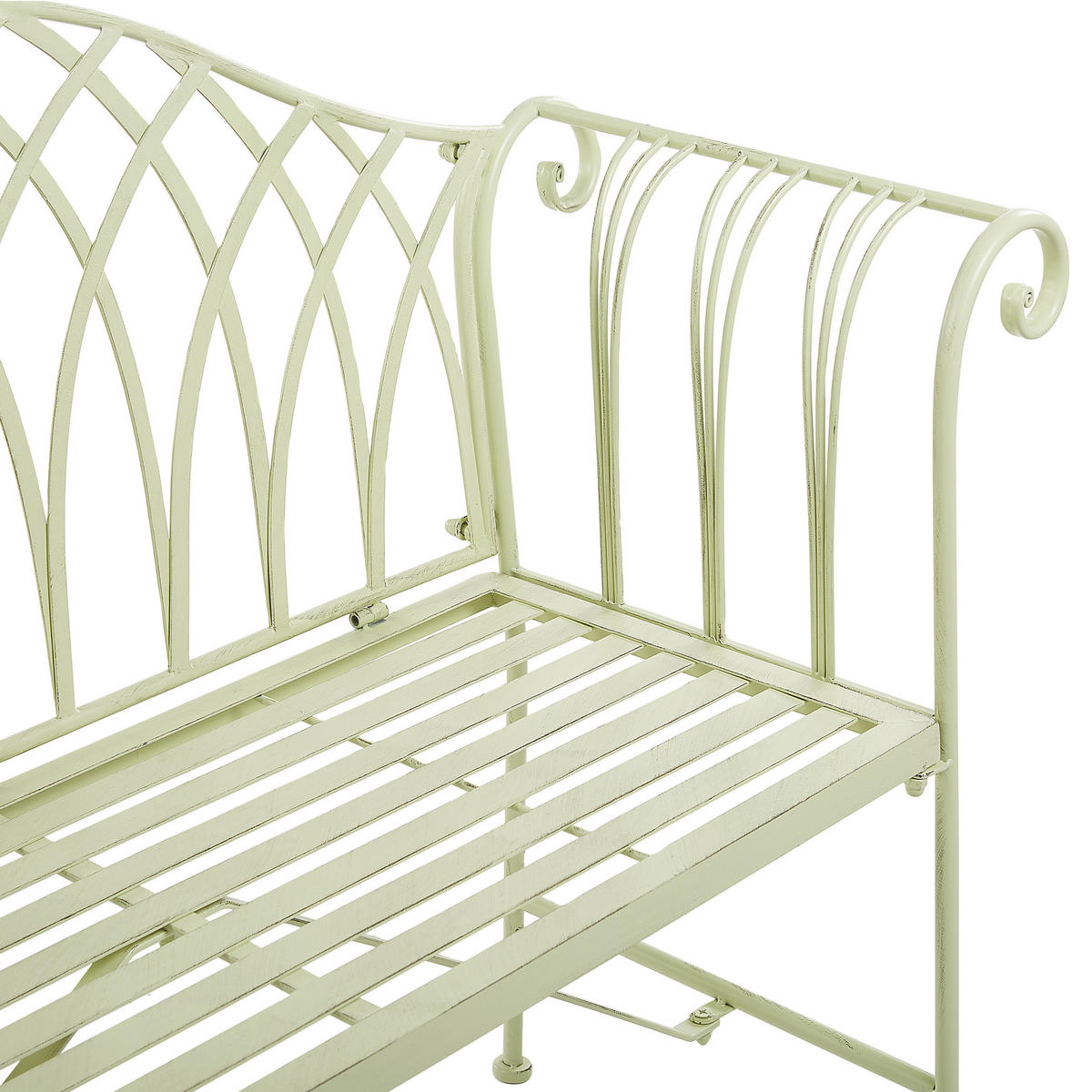 GARTENBANK Metall hellgrün 130 cm Milazzo - Grün, Metall (130/94/45cm) - Beliani
