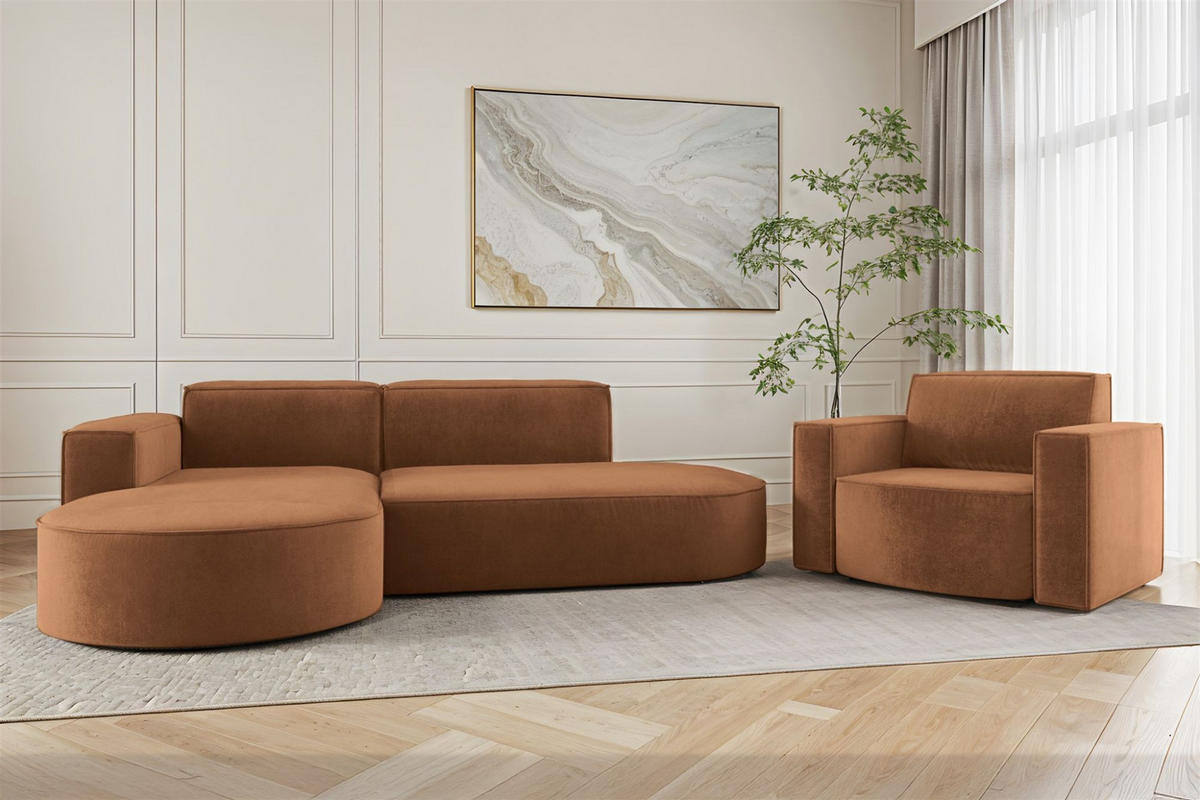 SOFASET Palma In Noel - Rot, Holzwerkstoff/Textil (236/78/165cm) - Fun Möbel