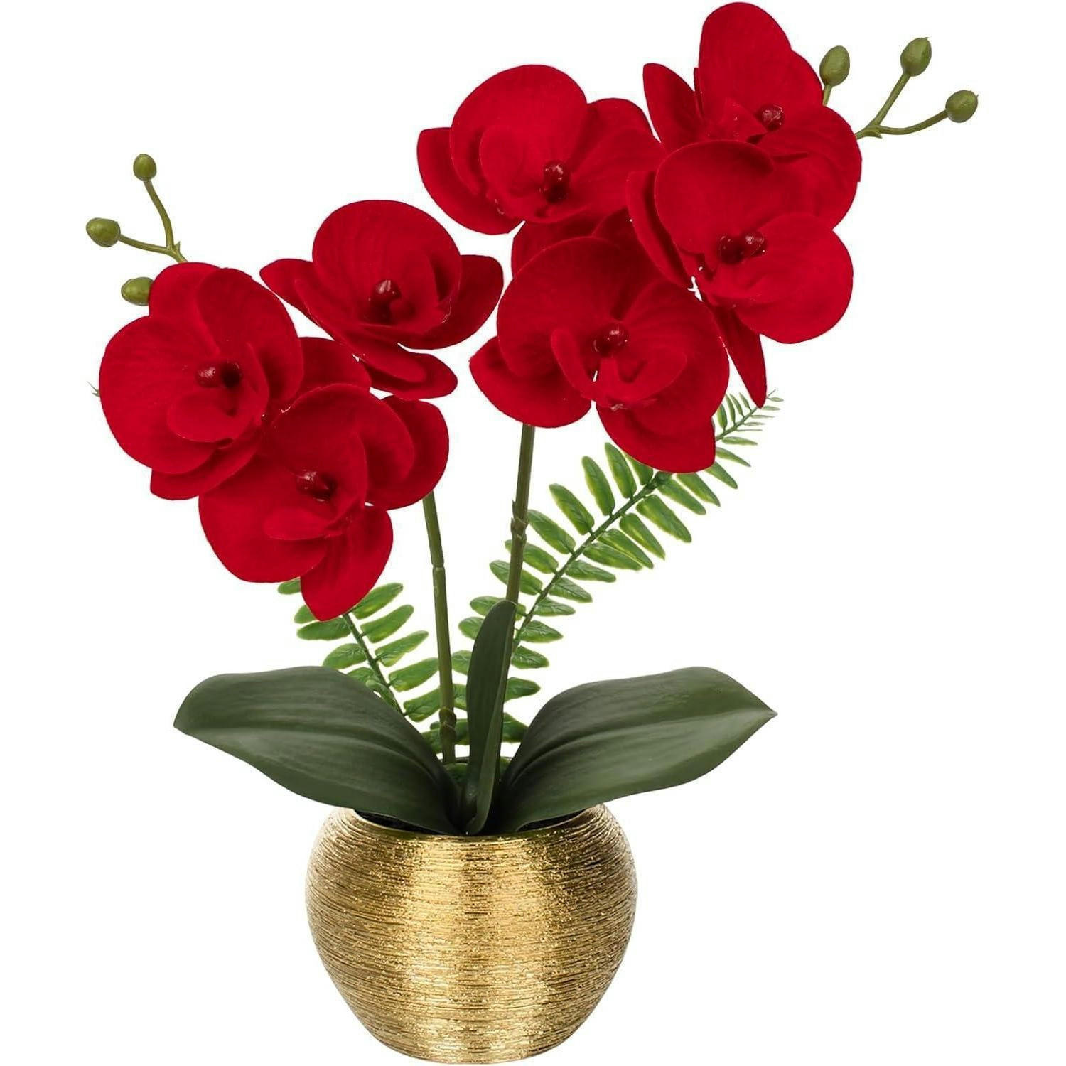 KUNSTBLUME Orchidee Phalaenopsis Rot im Keramiktopf 33 cm - Rot, Keramik (33cm)