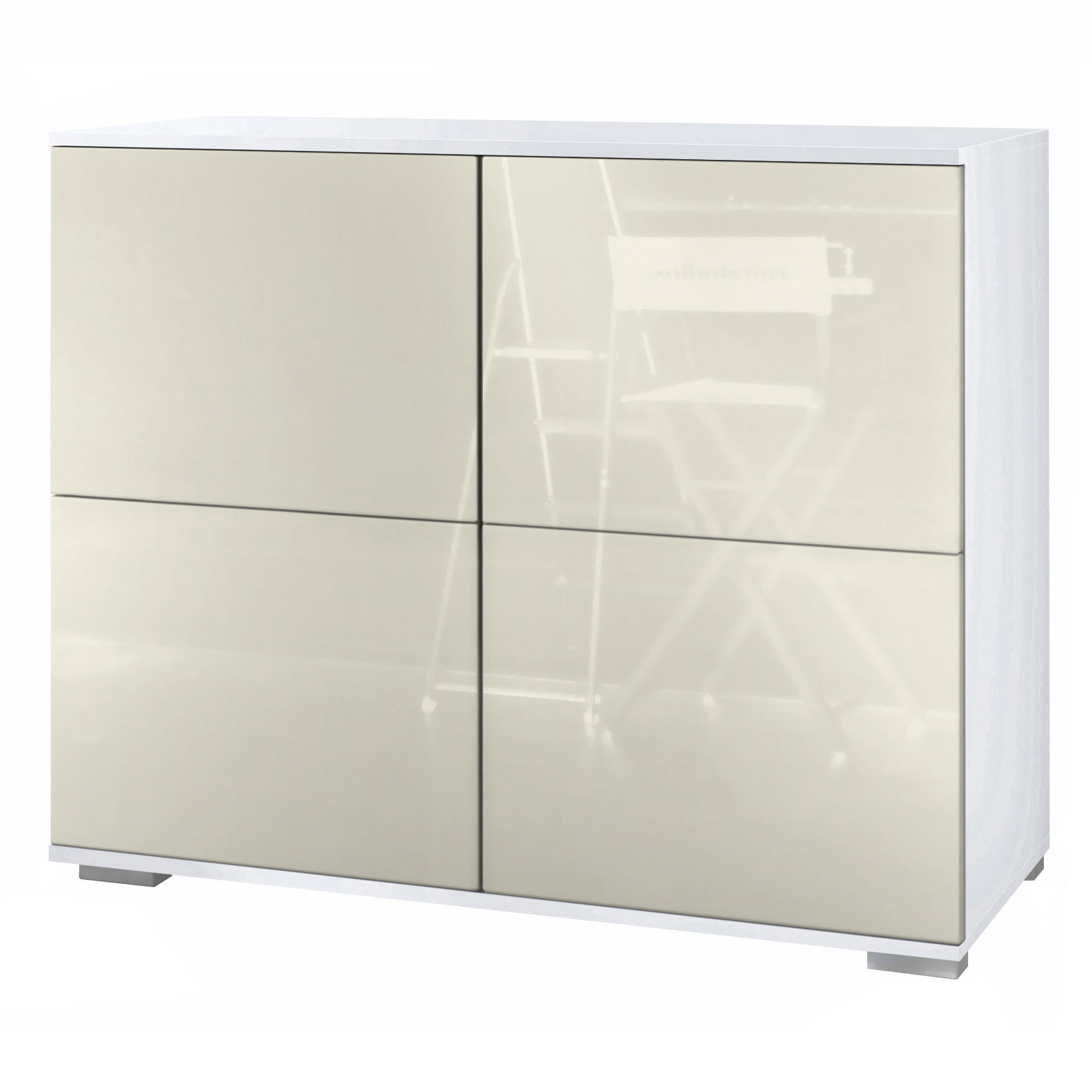 KOMMODE Rova Creme Hochglanz - Creme, Holzwerkstoff (92.5/75.5/35cm) - Vladon
