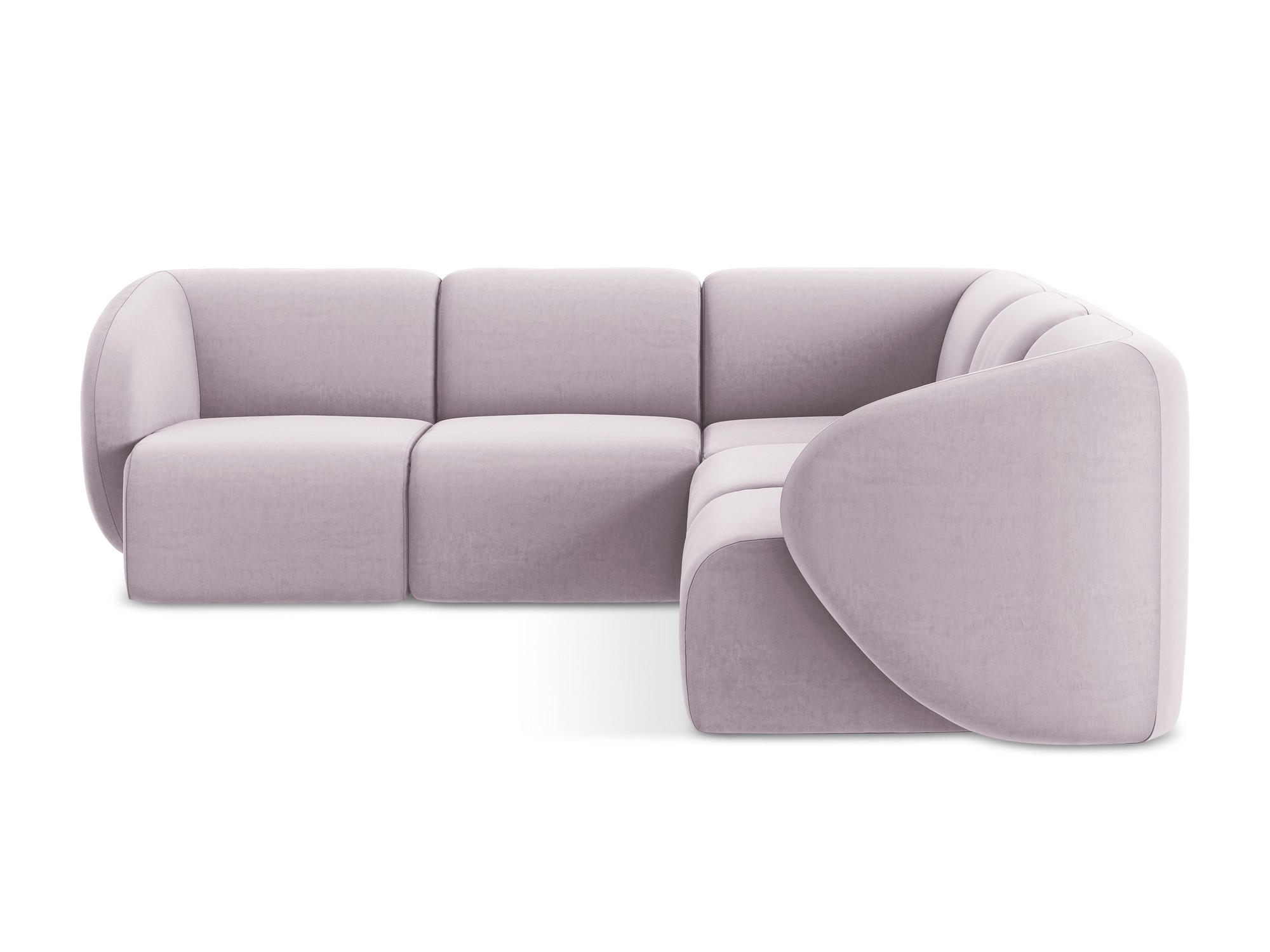 ECKSOFA Samt Stoff Violett - Flieder/Schwarz, Holzwerkstoff/Kunststoff (251/251cm) - Makamii