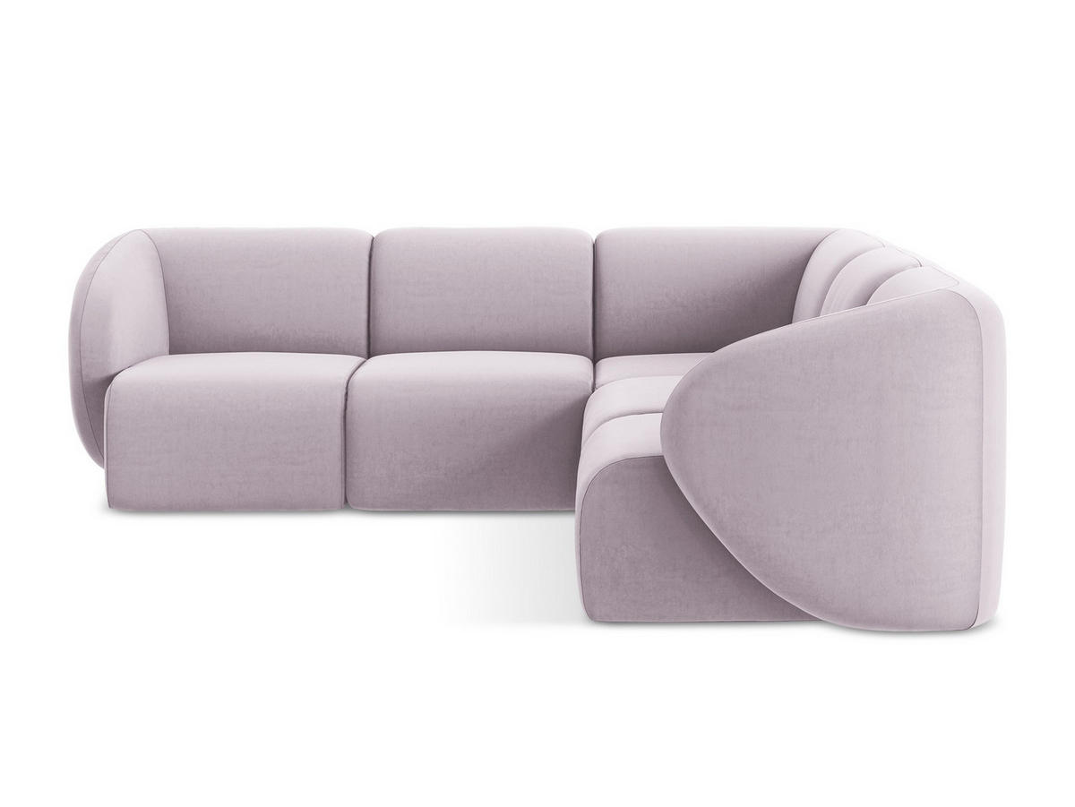 ECKSOFA Samt Stoff Violett - Flieder/Schwarz, Holzwerkstoff/Kunststoff (251/251cm) - Makamii