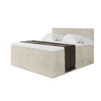 BOXSPRINGBETT mit Matratze H3|H4 und Lattenrost - TOLO KING 180x200 Cord - Creme - Champagner, Holzwerkstoff (180/200cm) - ALTDECOR