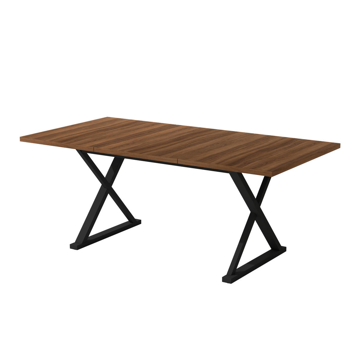 ESSTISCH aus MDF 180x90x75 cm Walnussfarbe mit X-förmigem Metallgestell für 6-8 Personen - Walnussfarben, Holzwerkstoff (180/90/75cm) - Modfu