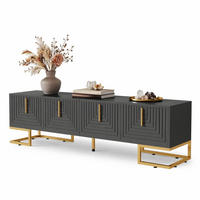 TV STOLEK šedý a zlatý, strukturovaná dvířka, do obývacího pokoje, 170×40×45,5 cm - šedá/zlatá, kov/kompozitní dřevo (170/45.5/40cm) - STILVORA