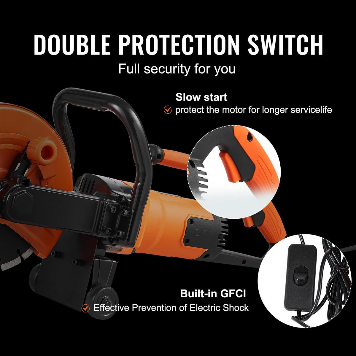 SCHLEIFMASCHINEN UND ZUBEHÖR Elektrischer Betonschneider 22,9cm Nass-Trocken Trennschleifer mit Wasserpumpe - Orange, Metall (20/30/10cm) - Raelunyi