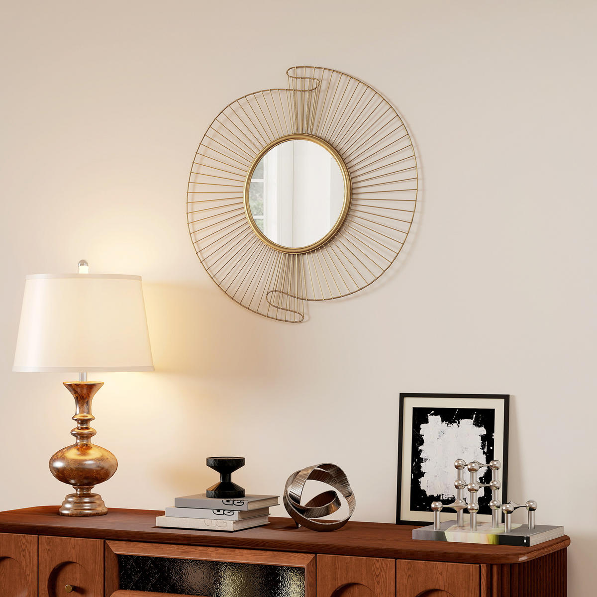 WANDSPIEGEL DE-14334 60 cm, mit 360°-Aufhängung Gold - Goldfarben, Metall (60/60/3.2cm) - ComfortXL