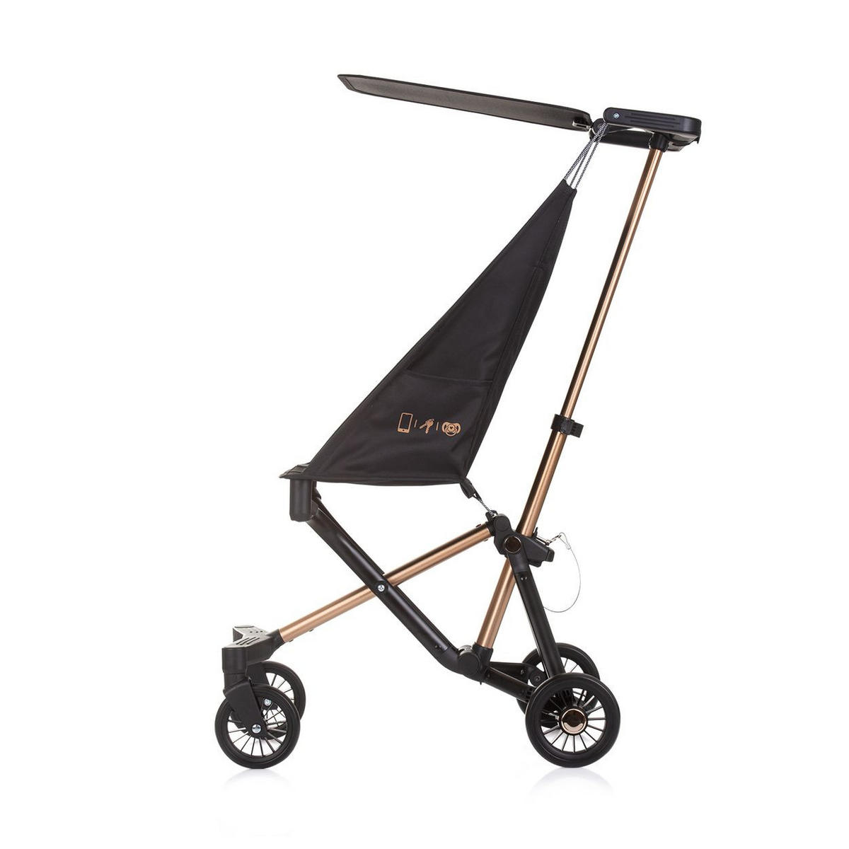 BUGGY Unique schwarz Aluminiumrahmen faltbar 3-Punkt-Gurt Tasche - Schwarz, Metall (58/33/92cm) - Chipolino