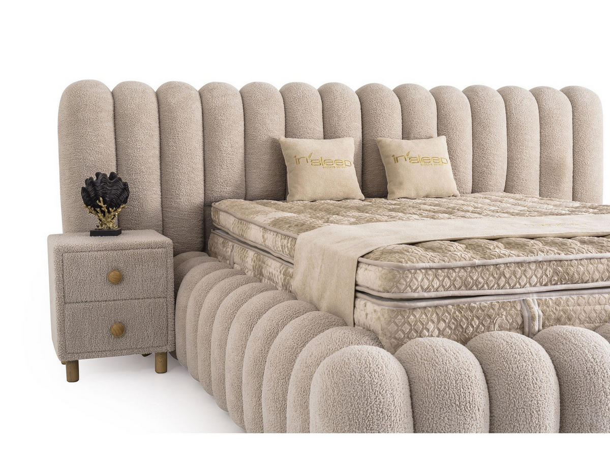 POLSTERBETT Marsel 120x200 Beige - Beige, Textil/Metall (120/200cm) - Villa Möbel