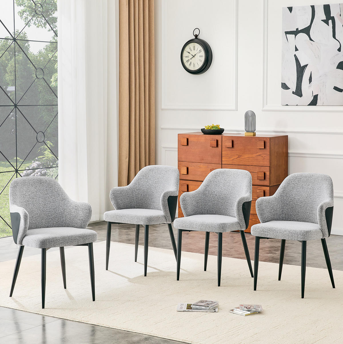 STUHL 2er-Set Esszimmer 83 cm Stoff Grau/Schwarz - Grau, Metall (56.5/83/53cm) - Meubliv