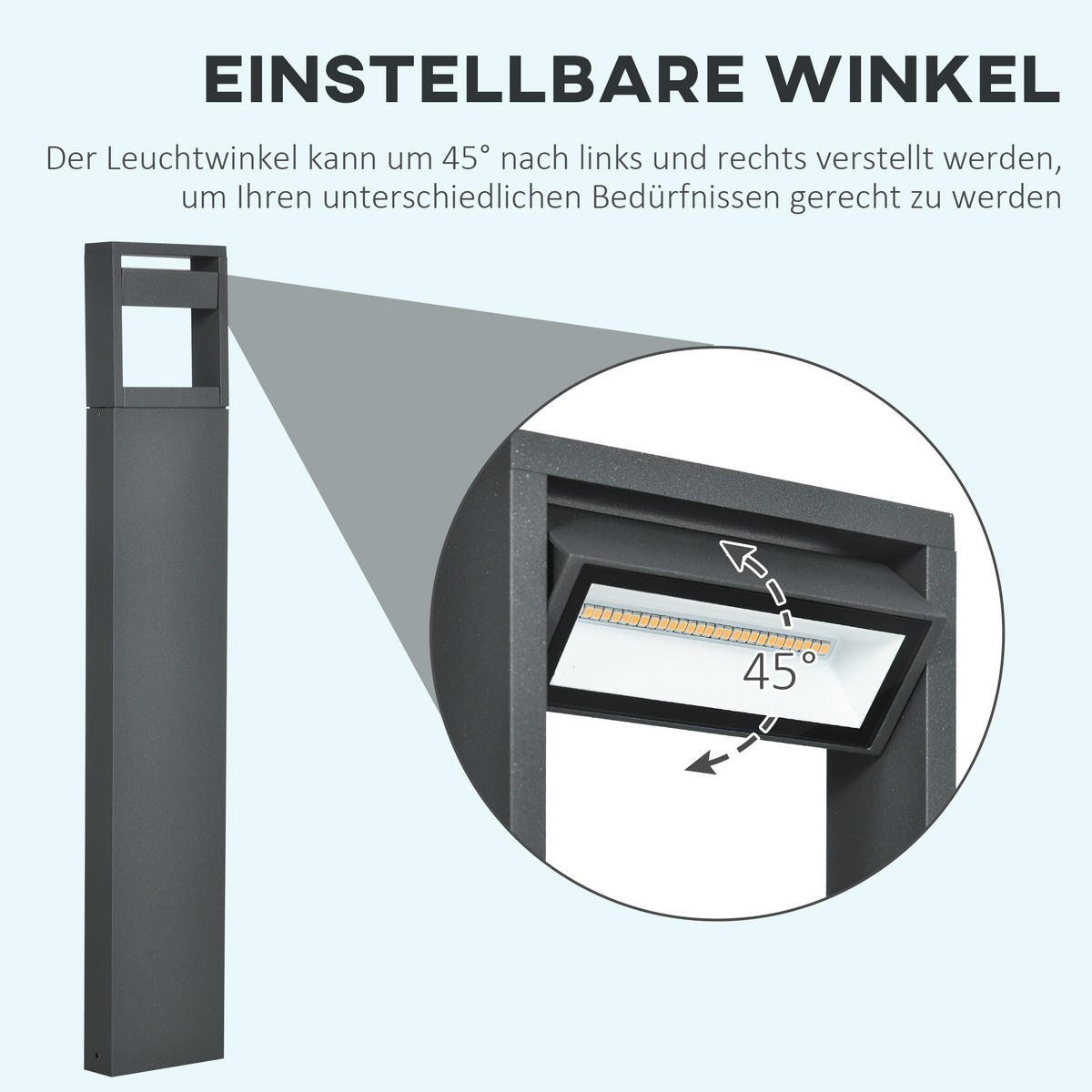 GARTENLAMPE, Aluminium, Dunkelgrau - Dunkelgrau, Metall (16/5/90cm) - Outsunny