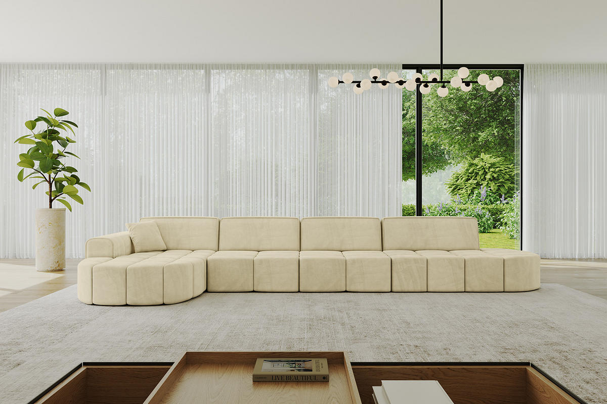 ECKSOFA Ottomane Links LIVO-L3 - 413x171x79,5 cm Beige - Beige, Holzwerkstoff/Textil (413/79.5/171cm) - ALTDECOR