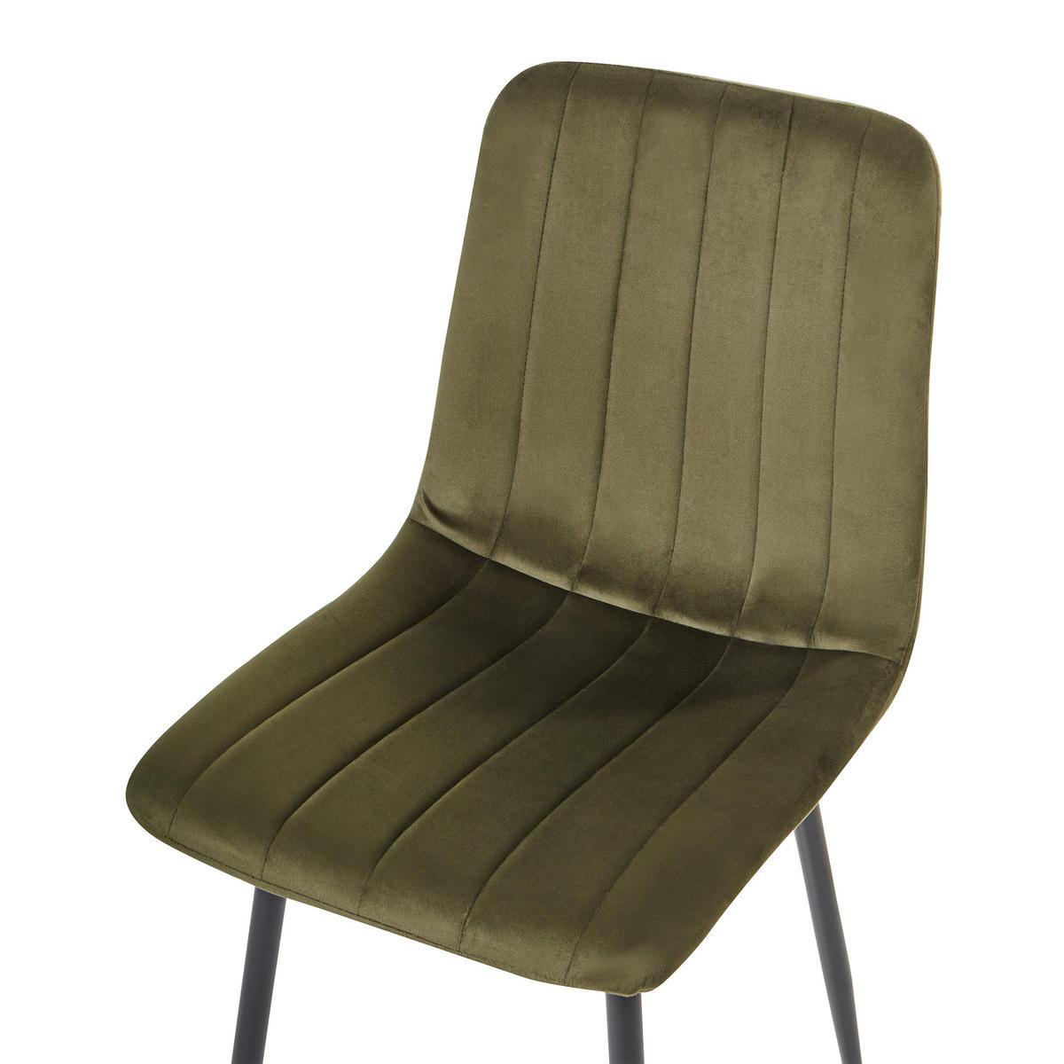 ESSZIMMERSTUHL 4er-Set Samtstoff Olivgrün Kalispell - Schwarz/Grün, Textil (45/88/62cm) - Beliani