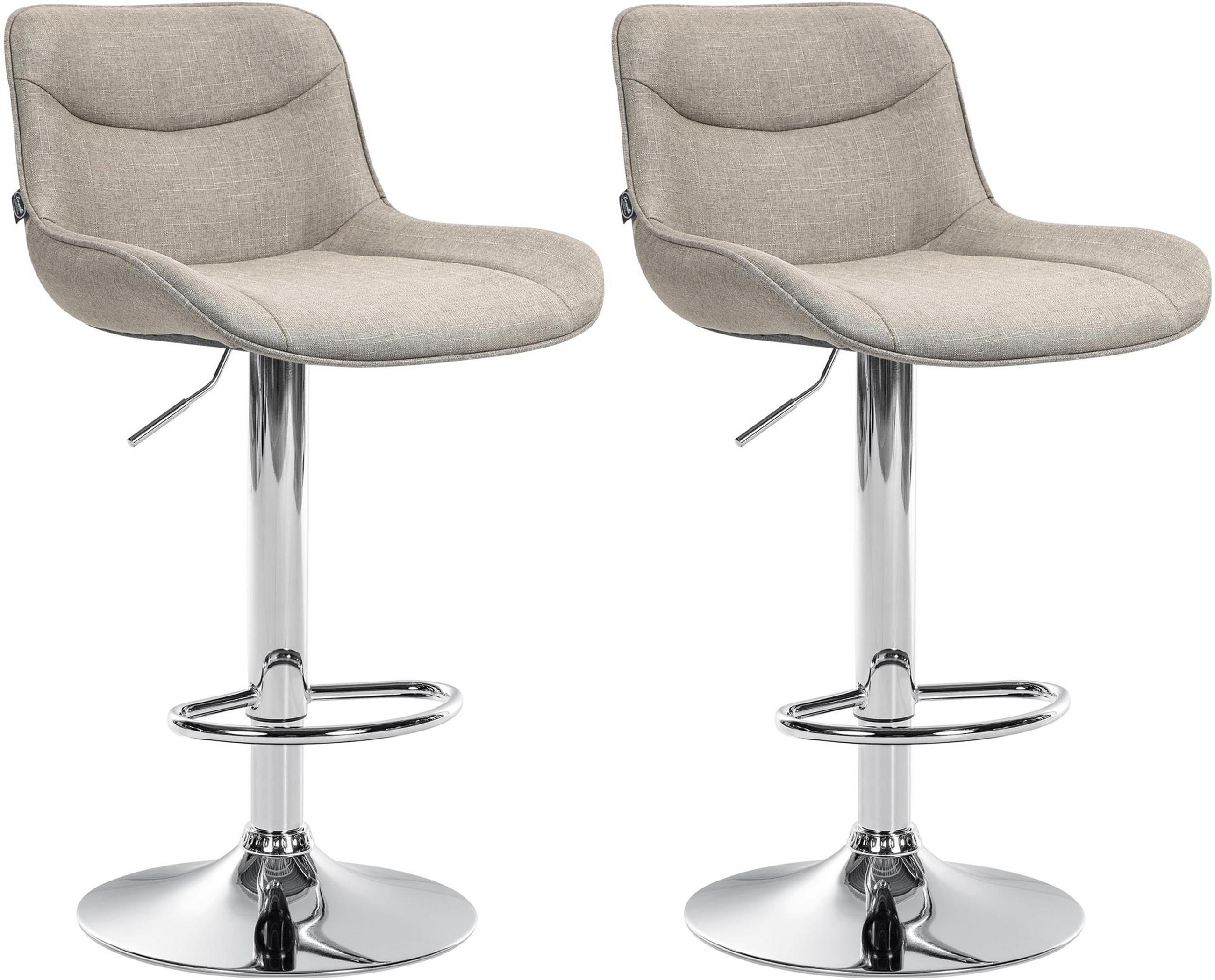 BARHOCKER 2er Set Vulcano Stoff chrom taupe - Taupe/Chromfarben, Textil/Metall (49/106/51cm) - TPFLiving