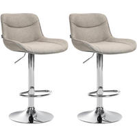 BARHOCKER 2er Set Vulcano Stoff chrom taupe - Taupe/Chromfarben, Textil/Metall (49/106/51cm) - TPFLiving