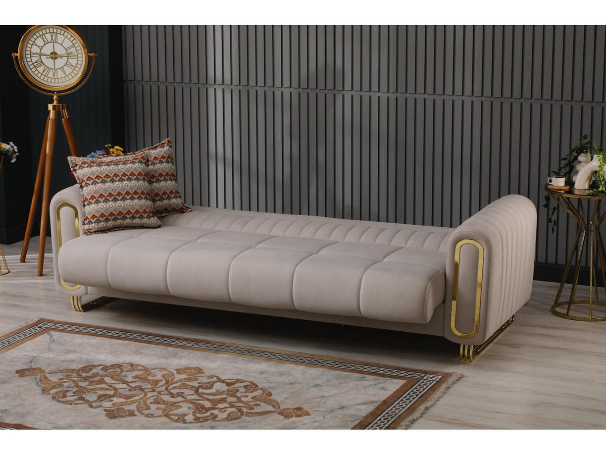 SITZGARNITUR Lima, Beige Stellvariante 3+3+1 - Beige, Holzwerkstoff/Metall (243/85/95cm)