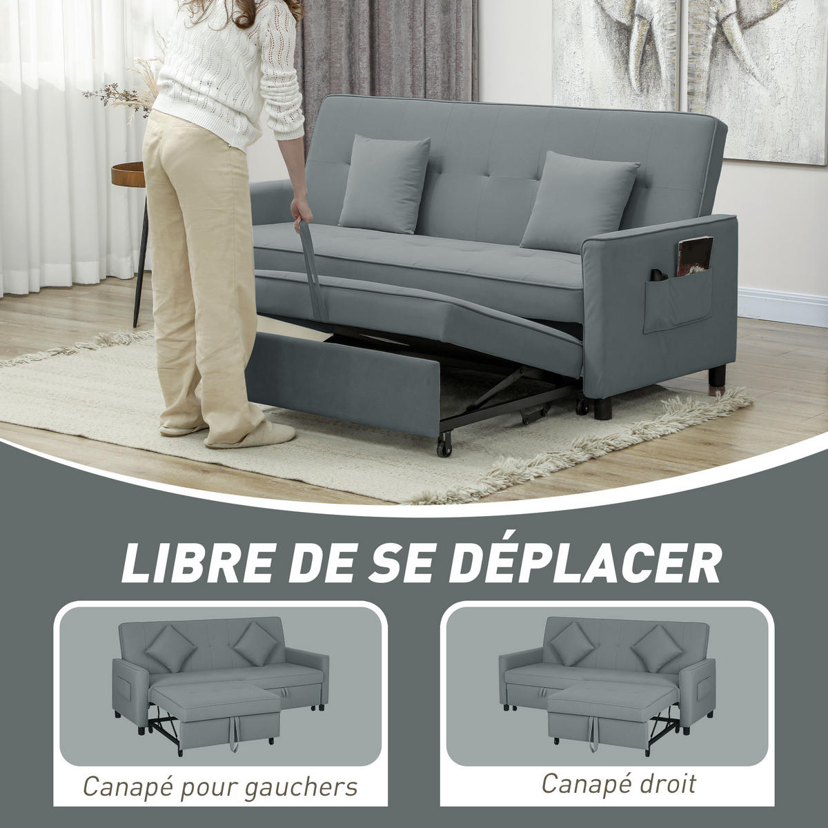 SCHLAFSOFA 3-Sitzer DE-13415 Grau - Grau, Textil (196/89/90cm) - ComfortXL