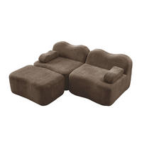 ECKSOFA mit Ottomane, beweglichem Armlehnenkissen und Wellenform, Braun - Braun, Textil (192/167cm) - Redom