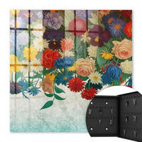 SCHLÜSSELBOX Schwarz 30x30 cm- Türöffnung nach rechts - Blumenparadies - Grün, Metall (30/30/5cm) - TULUP