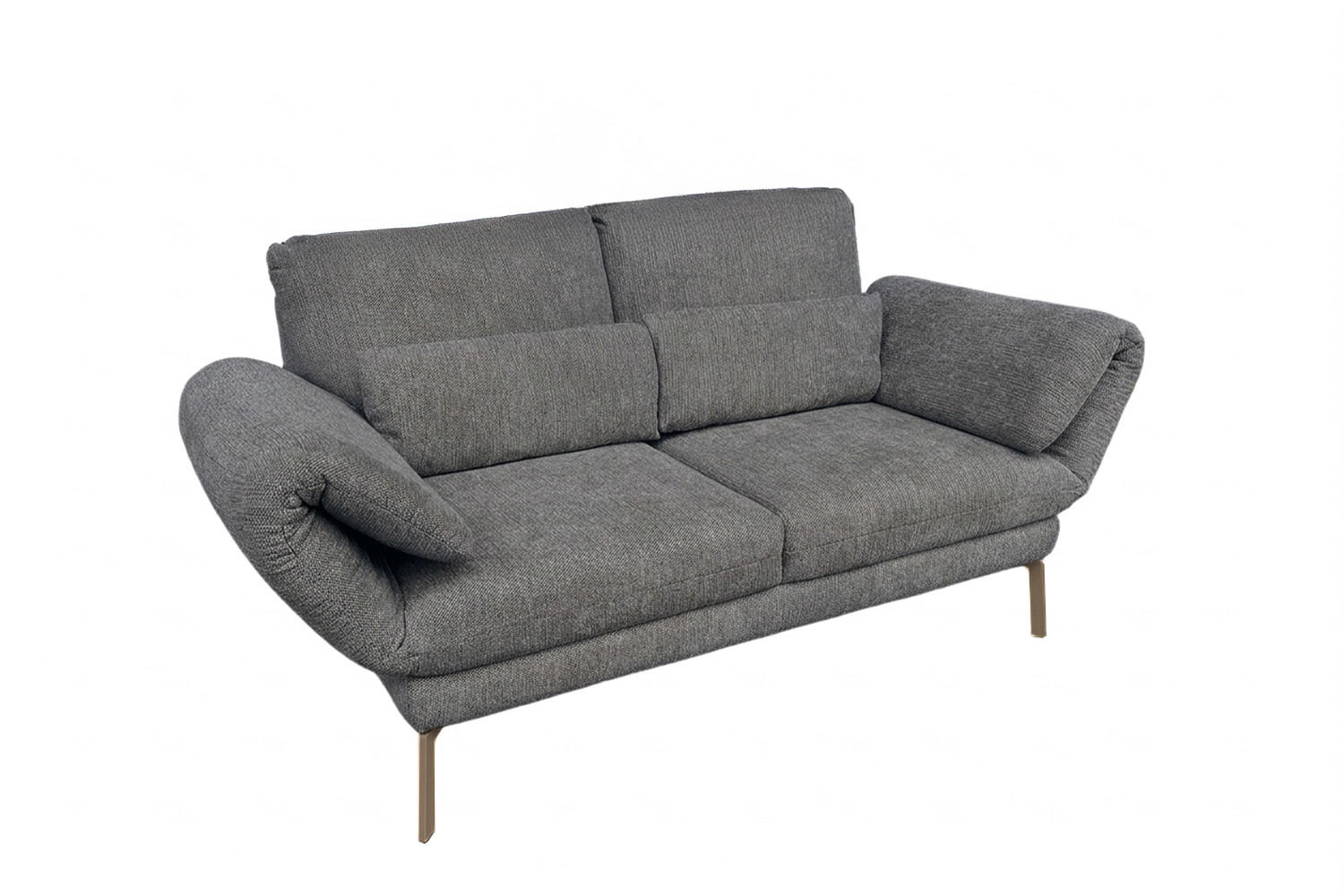 SOFA HOLLY Anthrazit Flachgewebe - Anthrazit/Braun, Textil/Metall (176/90/92cm) - KAWOLA