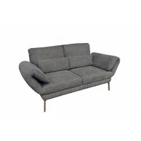 SOFA HOLLY Anthrazit Flachgewebe - Anthrazit/Braun, Textil/Metall (176/90/92cm) - KAWOLA