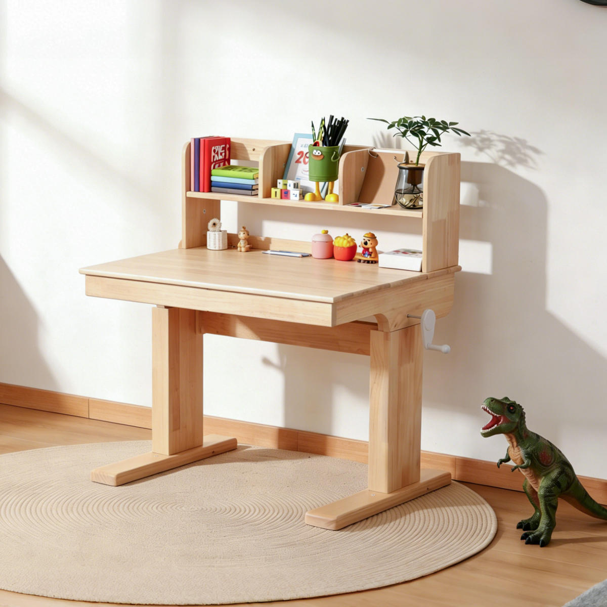 KINDERSCHREIBTISCH höhenverstellbar aus Massivholz 80x60cm - Naturfarben, Holzwerkstoff (92.2/89/60cm) - Gisaae