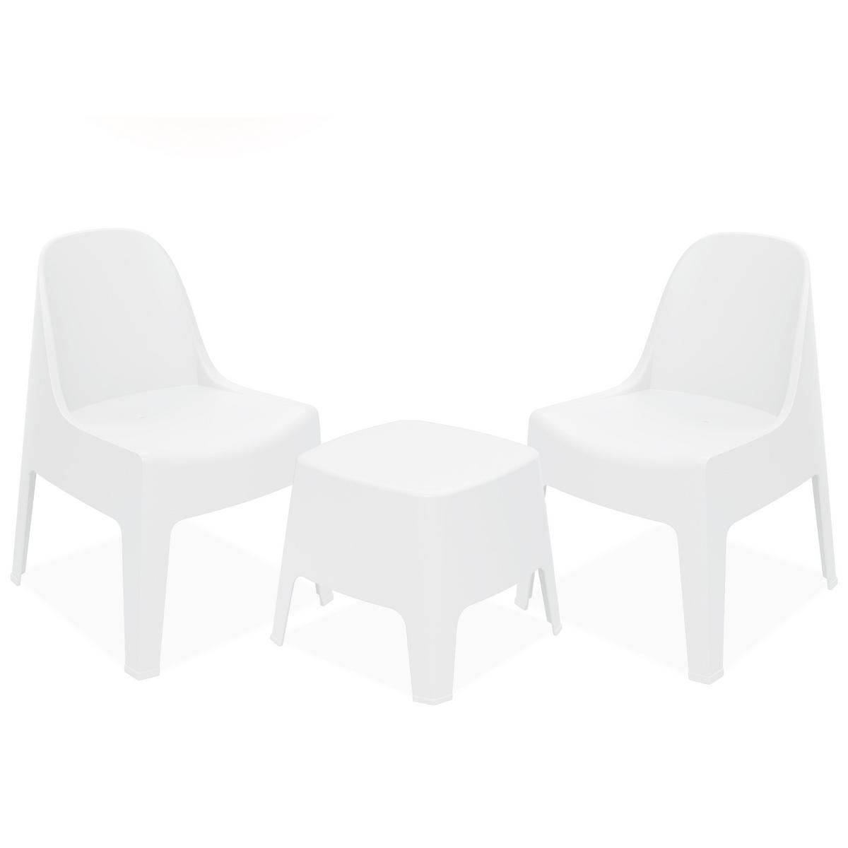 GARTENMÖBEL-SET MALUS, 3-tlg - Weiß, Kunststoff - KONSIMO®