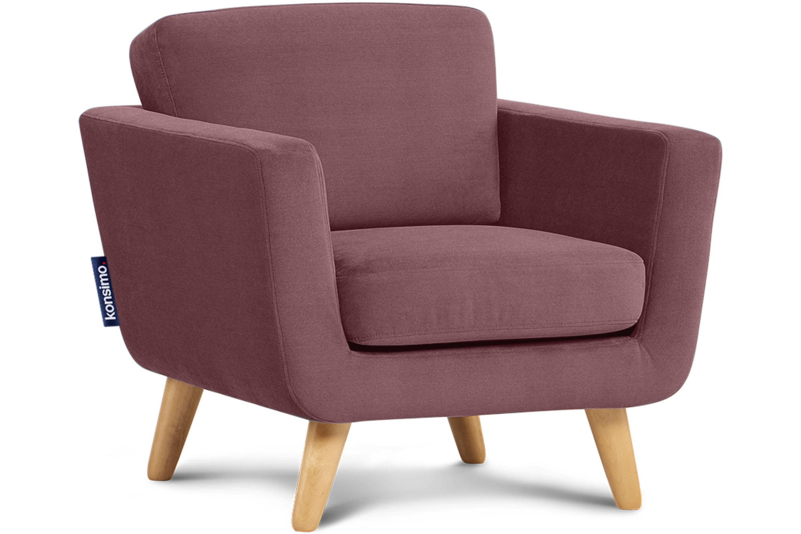 SESSEL TAGIO Massivholz-Beine, rosa - Koralle/Braun, Buchenholz/Textil (86/80/88cm) - KONSIMO®