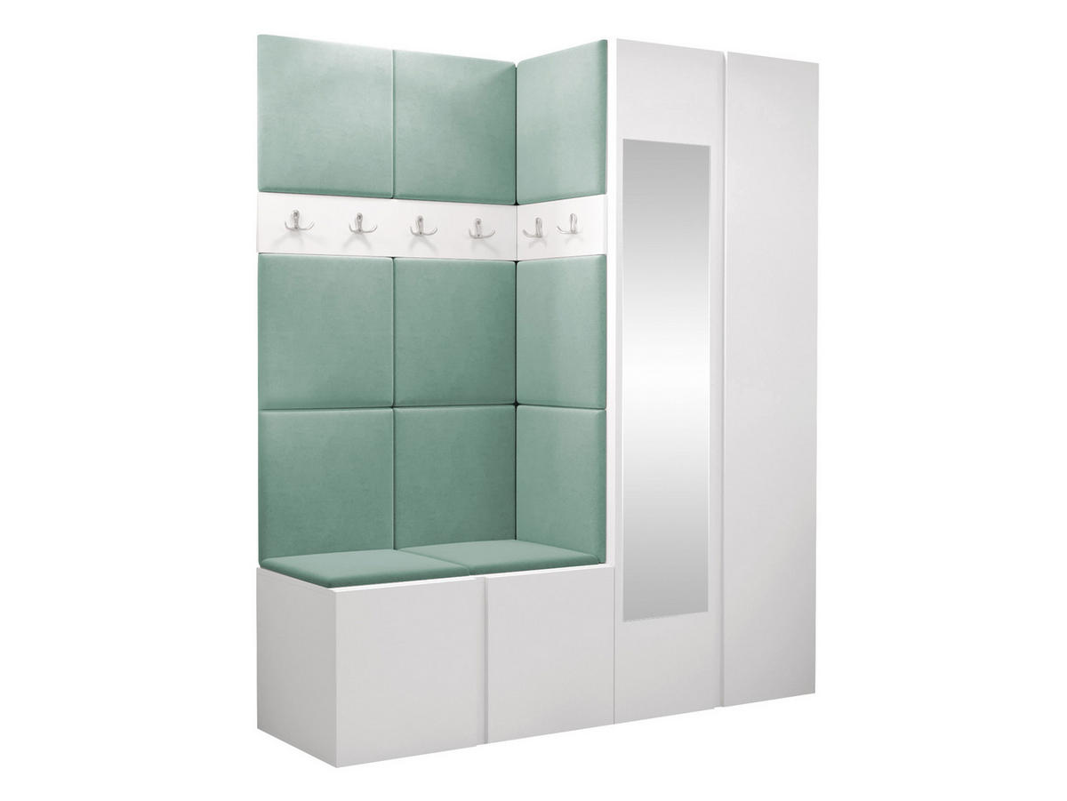 GARDEROBEN-SET Orion XII - Weiß/Mintgrün, Holzwerkstoff/Kunststoff (158/186/46cm) - MIRJAN24