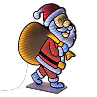 VÁNOČNÍ DEKORACE Santa Claus s pytlem na dárky LED Infinity Mirror 3D efekt s řetězem světel 47x60 cm pro vnitřní použití - různobarevná, plast (47/60/15cm) - ECD-Germany