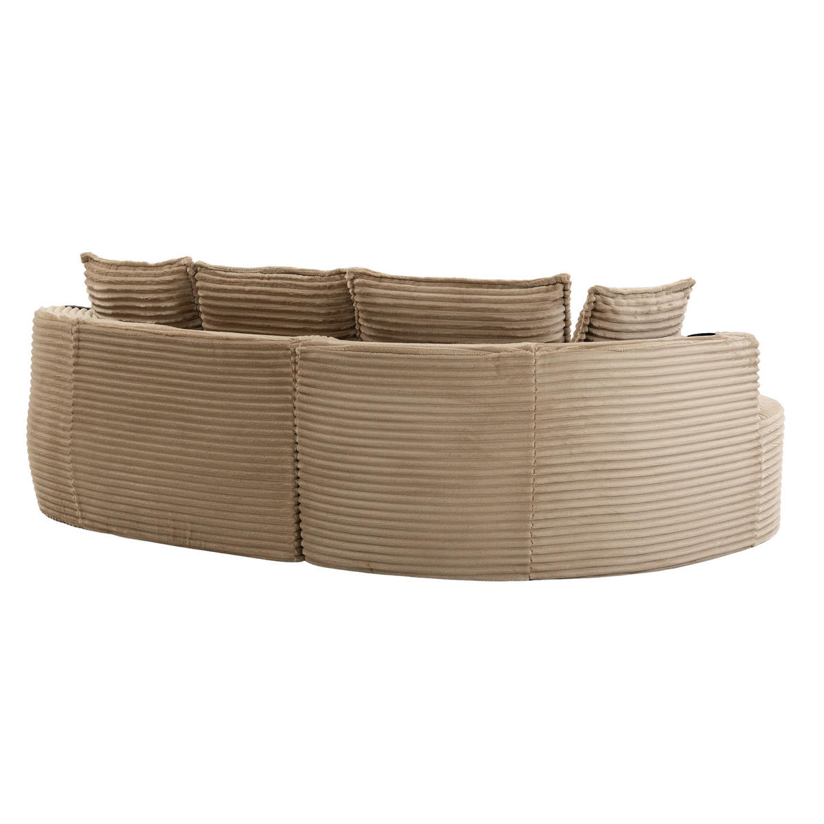 ECKSOFA DE-33808 Bogendesign mit Becherhalter Khaki - Sandfarben, Textil (250/152cm) - ComfortXL