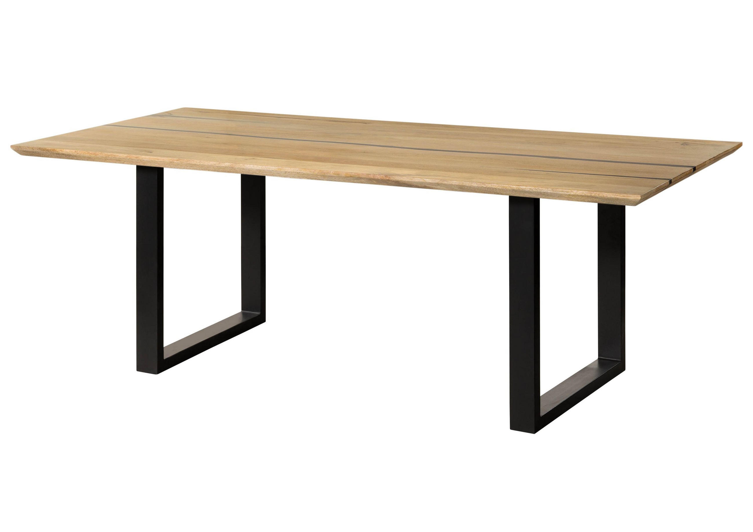 ESSTISCH Mango 180x90x76 natur lackiert / Epoxid schwarz, U-Beine anthrazit matt EPOXY - Naturfarben, Holz (180/90/76cm) - Massivmoebel24